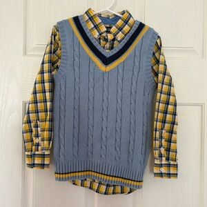 Kani Gold and Chaps Size 6 Boys Sweater Vest w/ 
Size 5 shirt set